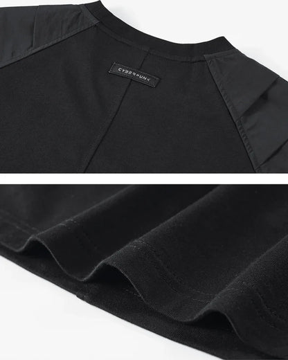 Adaptive Urban Patchwork Tee -  t-shirt - Patchwork Techwear Tee for Urban Comfort