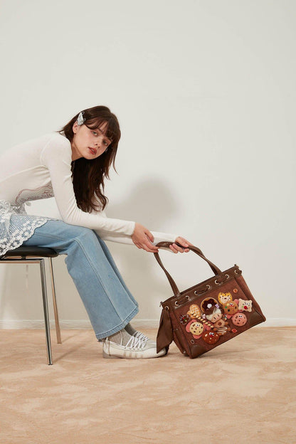 Adorable Plush Doll Tote -  dessert bag - Charming Plush Doll Tote with Dessert Accents