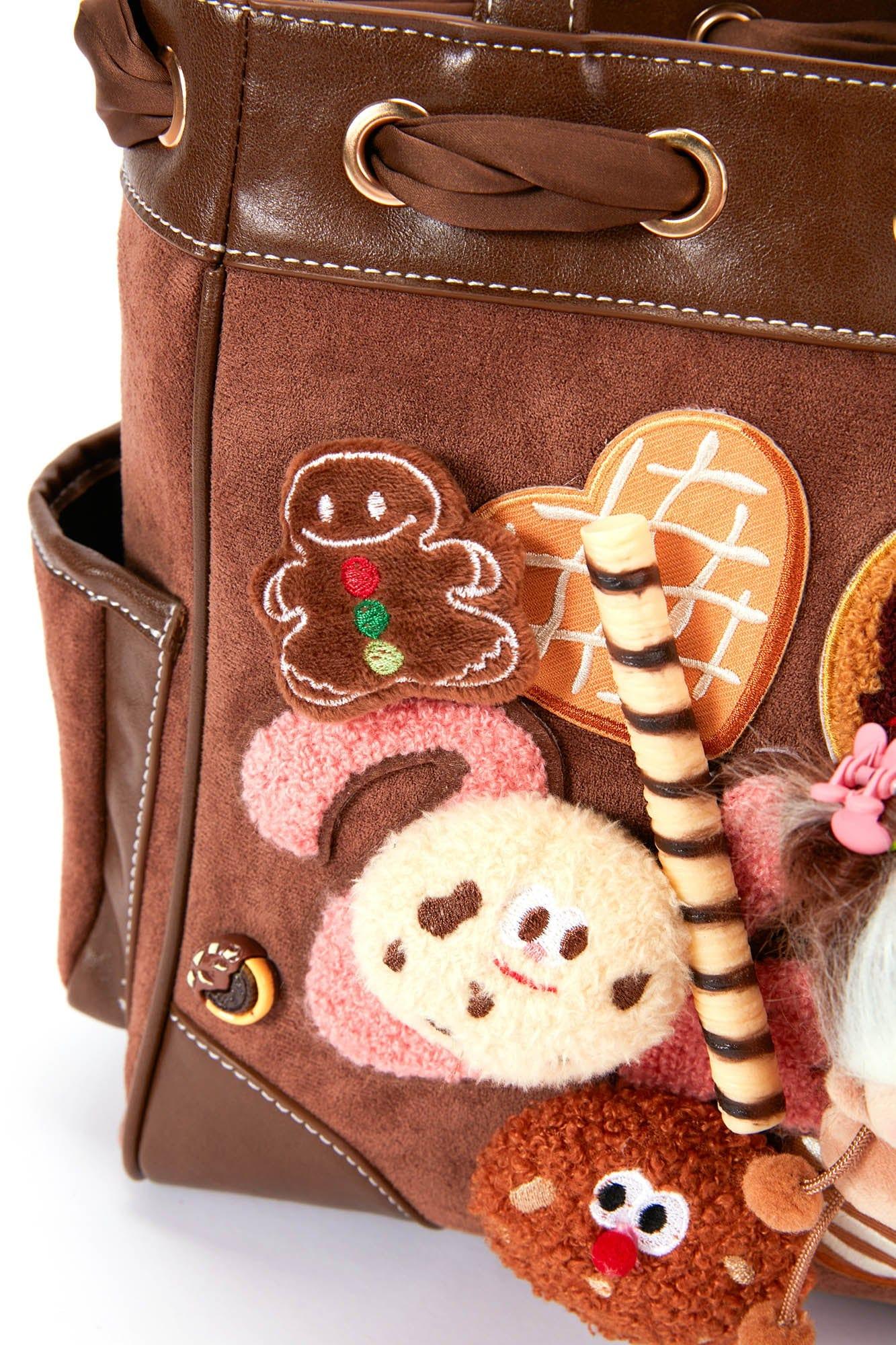 Adorable Plush Doll Tote - playful suede tote - Charming Plush Doll Tote with Dessert Accents