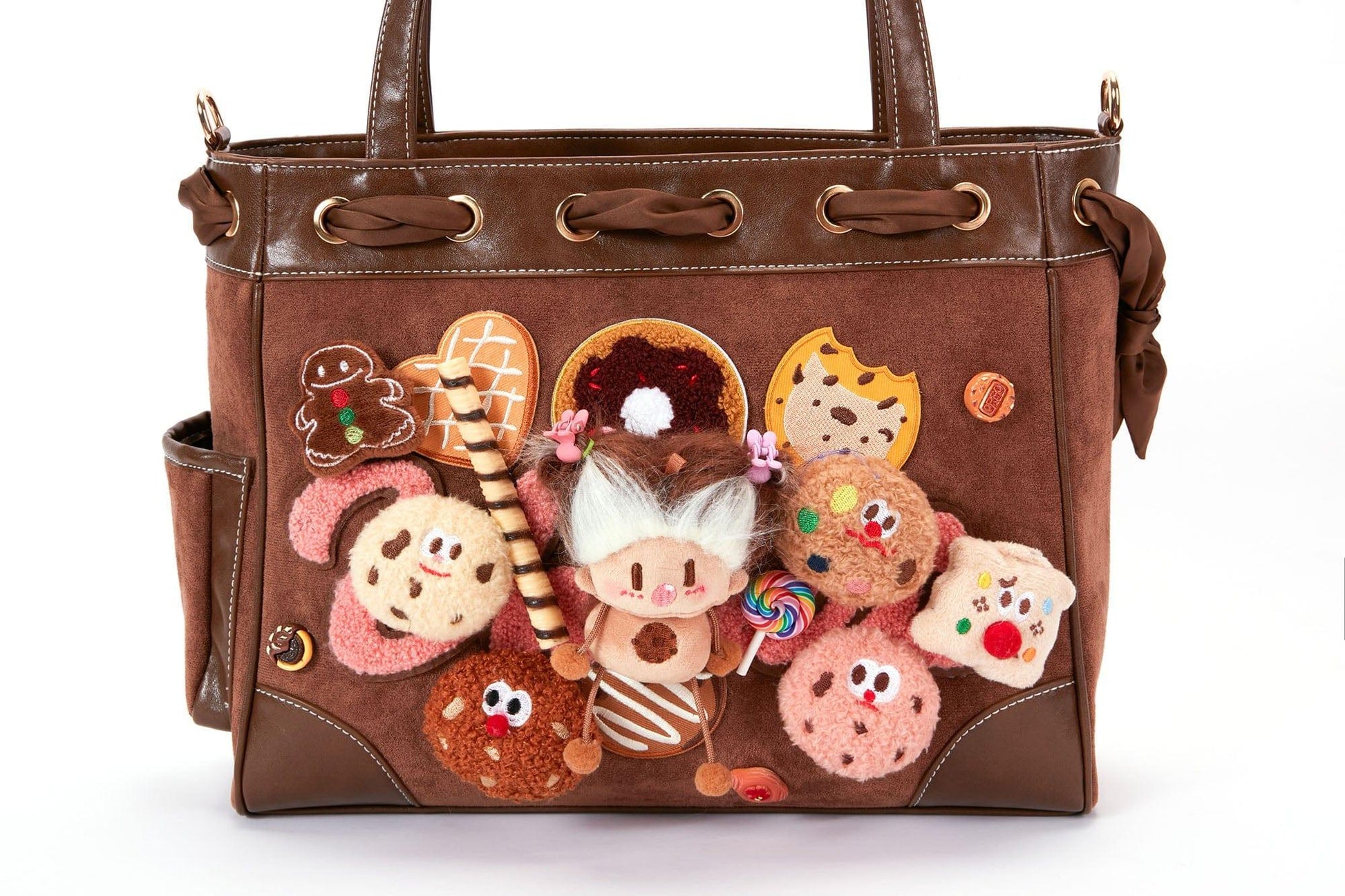 Adorable Plush Doll Tote - plush tote - Charming Plush Doll Tote with Dessert Accents
