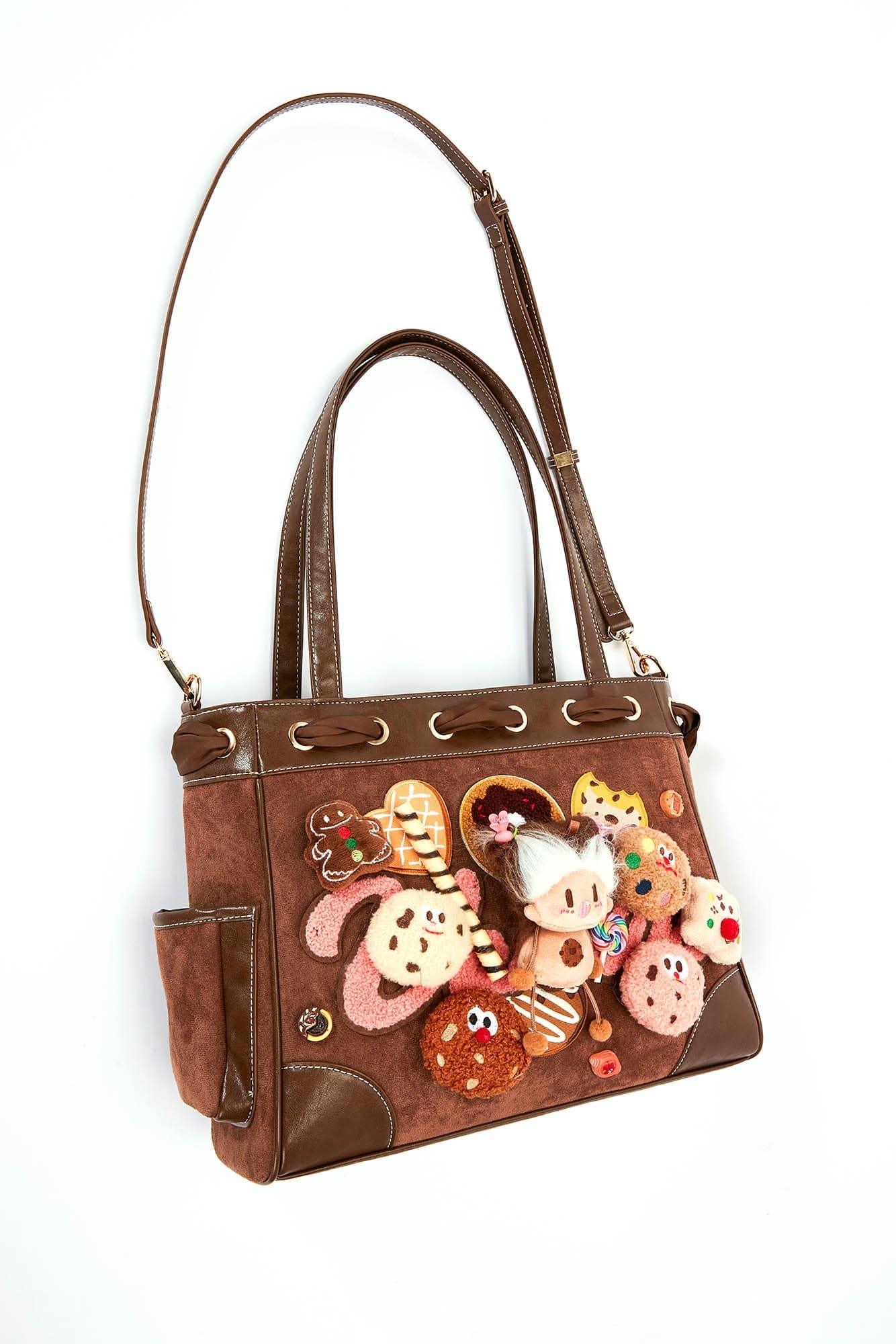 Adorable Plush Doll Tote -  unique accessories - Charming Plush Doll Tote with Dessert Accents