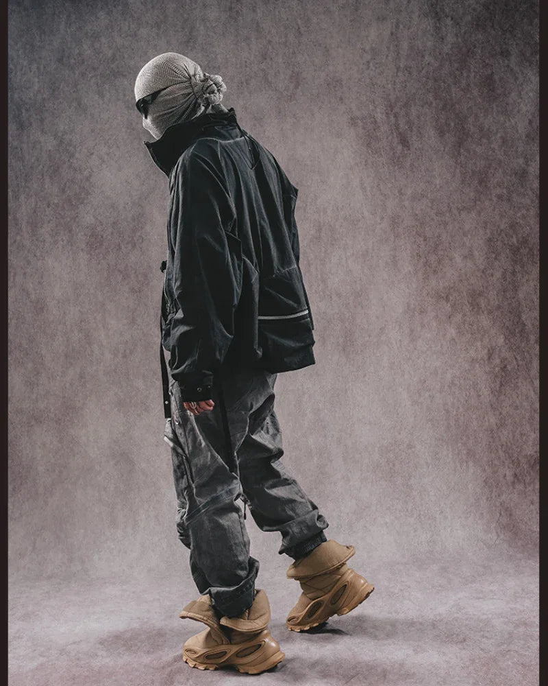 Adventure-Ready Distressed Cargo Pants -  cyberpunk fashion - Versatile Distressed Cargo Pants for Every Adventure