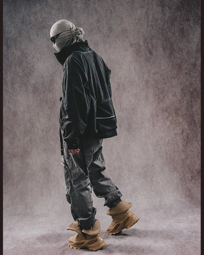Adventure-Ready Distressed Cargo Pants -  cyberpunk fashion - Versatile Distressed Cargo Pants for Every Adventure