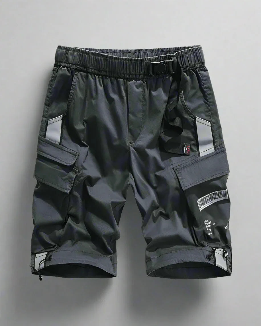 Adventure-Ready Reflective Cargo Shorts -  night visibility shorts - Reflective Cargo Shorts for Urban Adventures