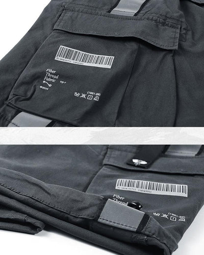 Adventure-Ready Reflective Cargo Shorts -  techwear fashion - Reflective Cargo Shorts for Urban Adventures