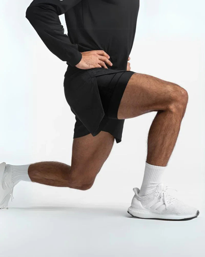 All-Day Comfort Double-Layer Shorts -  double-layer shorts - All-Day Comfort Double-Layer Workout Shorts