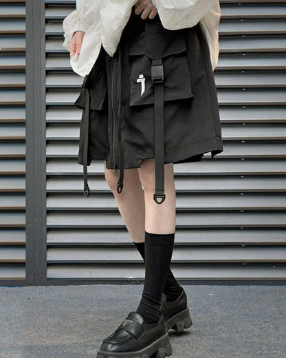 All-in-One Cargo Skirt Shorts -  black shorts - All-in-One Cargo Skirt Shorts for Every Occasion