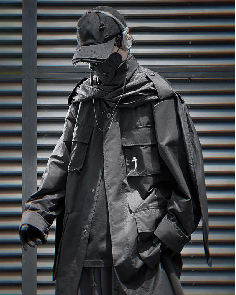 All-in-One Scarf Coat -  multi-pocket - Stylish Multi-Pocket Long Windbreaker Coat
