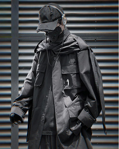 All-in-One Scarf Coat -  multi-pocket - Stylish Multi-Pocket Long Windbreaker Coat