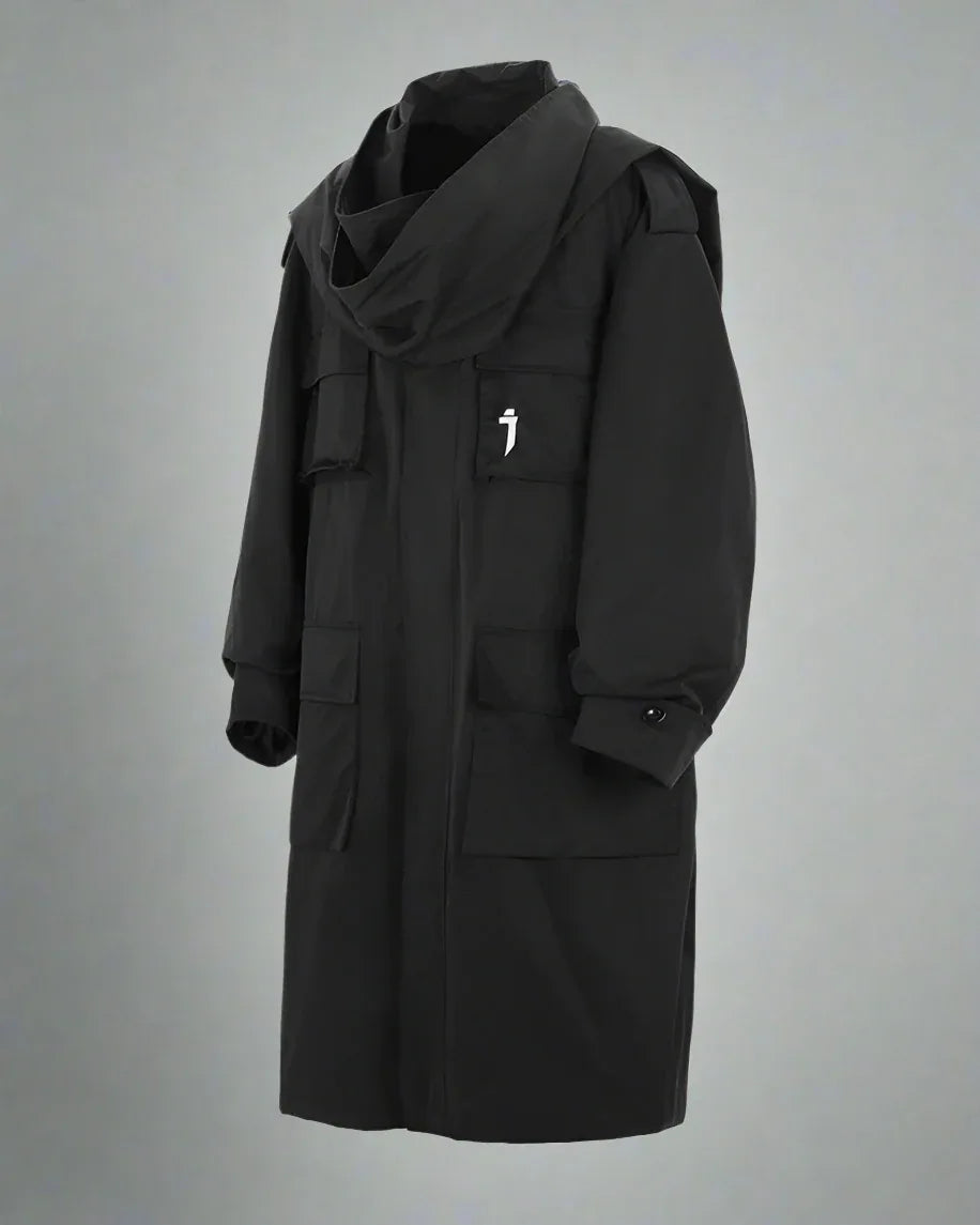All-in-One Scarf Coat - scarf coat - Stylish Multi-Pocket Long Windbreaker Coat