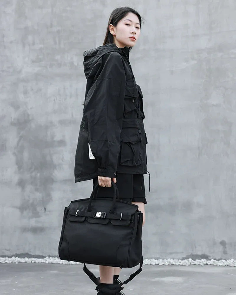 All-in-One Tech Messenger Bag -  black messenger bag - Soft Techwear Messenger Bag for Everyday Use