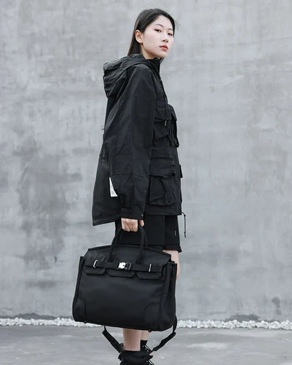 All-in-One Tech Messenger Bag -  black messenger bag - Soft Techwear Messenger Bag for Everyday Use