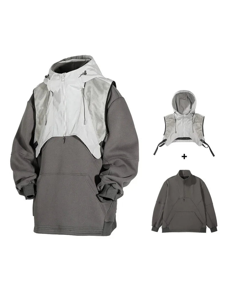 All-Season Layered Hoodie Vest -  layered vest - Layered Hoodie Vest for Urban Streetwear Style