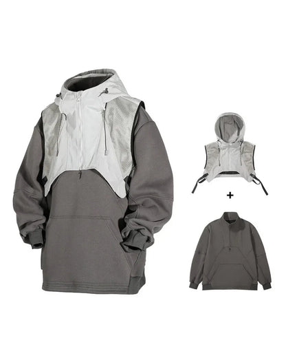 All-Season Layered Hoodie Vest -  layered vest - Layered Hoodie Vest for Urban Streetwear Style
