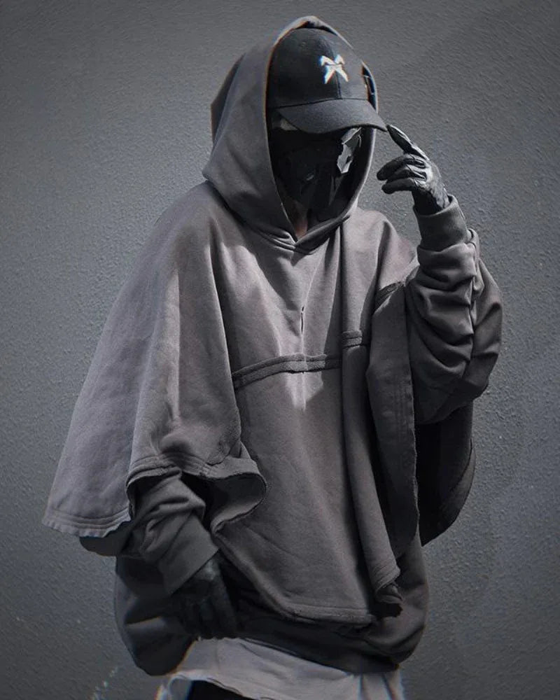 All-Season Unisex Cape Hoodie -  futuristic fashion - All-Season Unisex Cape Hoodie for Style & Comfort