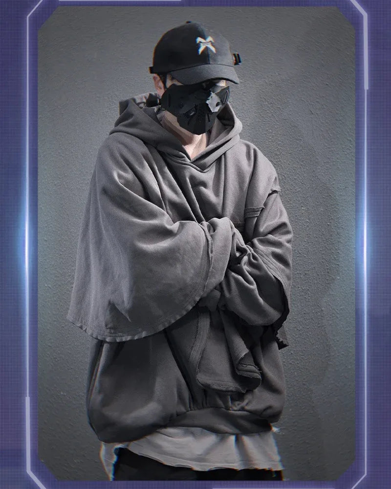 All-Season Unisex Cape Hoodie -  techwear hoodies - All-Season Unisex Cape Hoodie for Style & Comfort