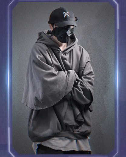 All-Season Unisex Cape Hoodie -  techwear hoodies - All-Season Unisex Cape Hoodie for Style & Comfort