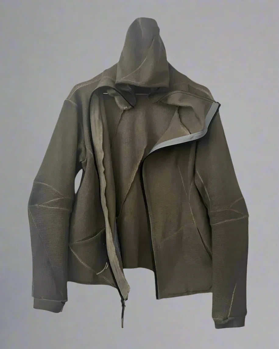 All-Season Zip-Up Hoodie - futuristic hoodie - Futuristic Brown Zip-Up Hoodie for Everyday Wear