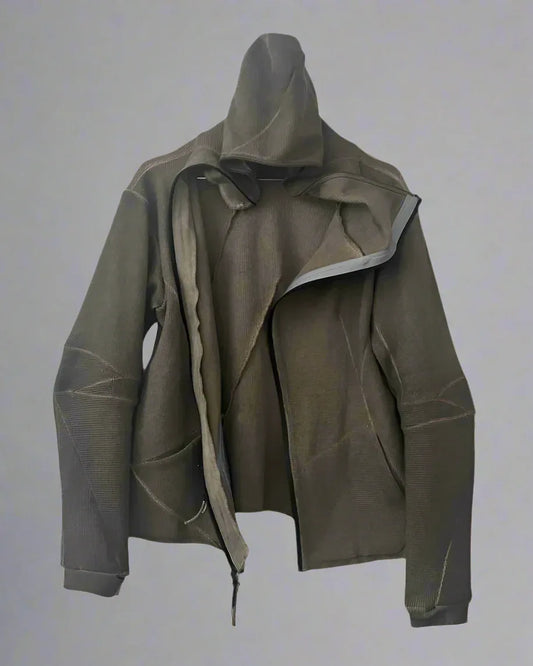 All-Season Zip-Up Hoodie - futuristic hoodie - Futuristic Brown Zip-Up Hoodie for Everyday Wear