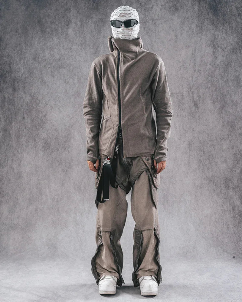 All-Season Zip-Up Hoodie - zip-up hoodie - Futuristic Brown Zip-Up Hoodie for Everyday Wear