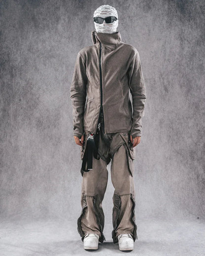 All-Season Zip-Up Hoodie - zip-up hoodie - Futuristic Brown Zip-Up Hoodie for Everyday Wear