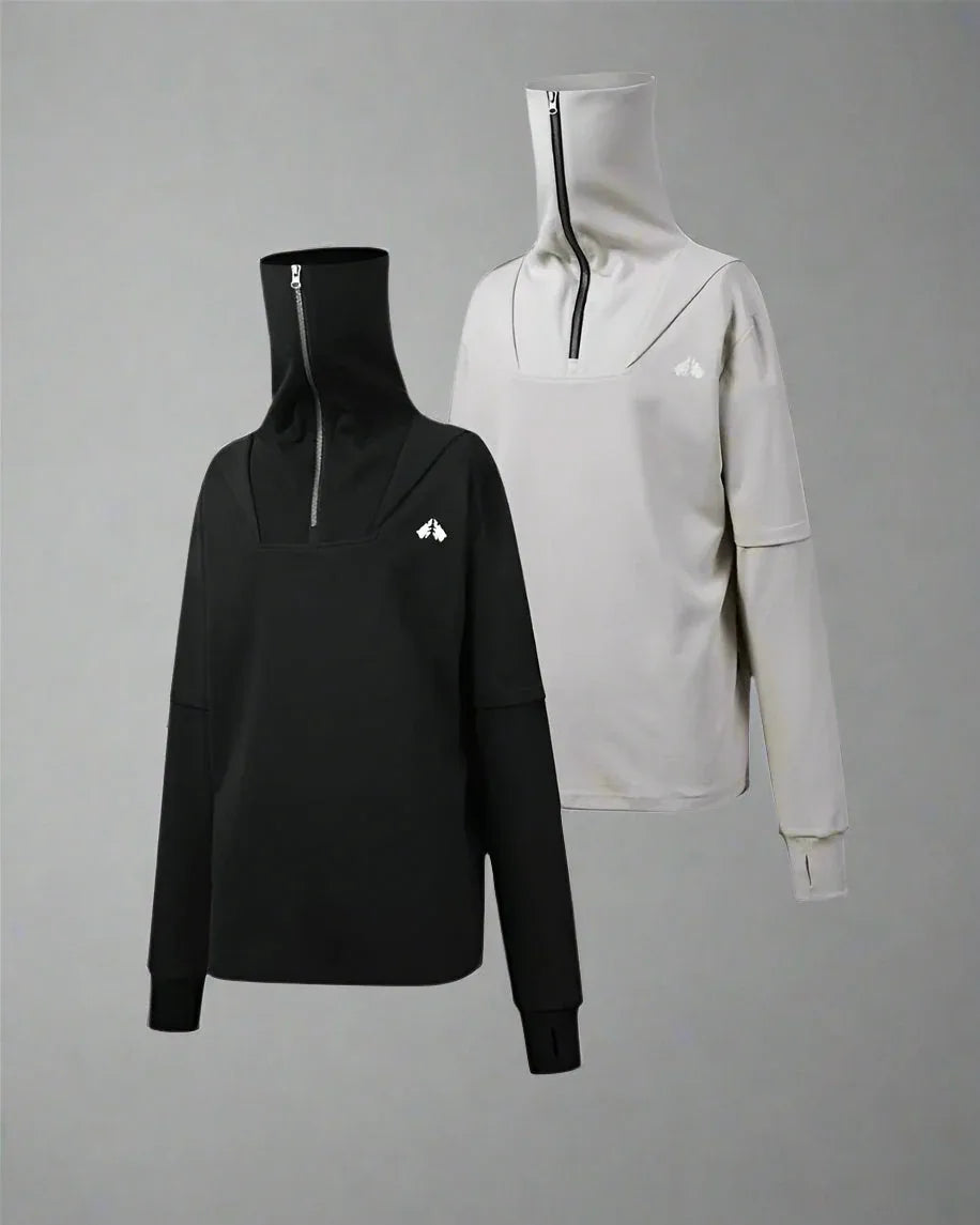 All-Weather High Neck Hoodie - high neck hoodie - All-Weather High Neck Hoodie for Outdoor Activities