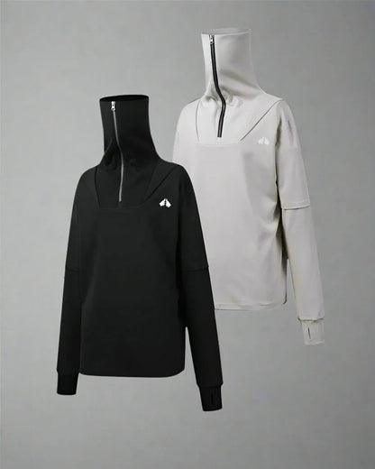 All-Weather High Neck Hoodie - high neck hoodie - All-Weather High Neck Hoodie for Outdoor Activities
