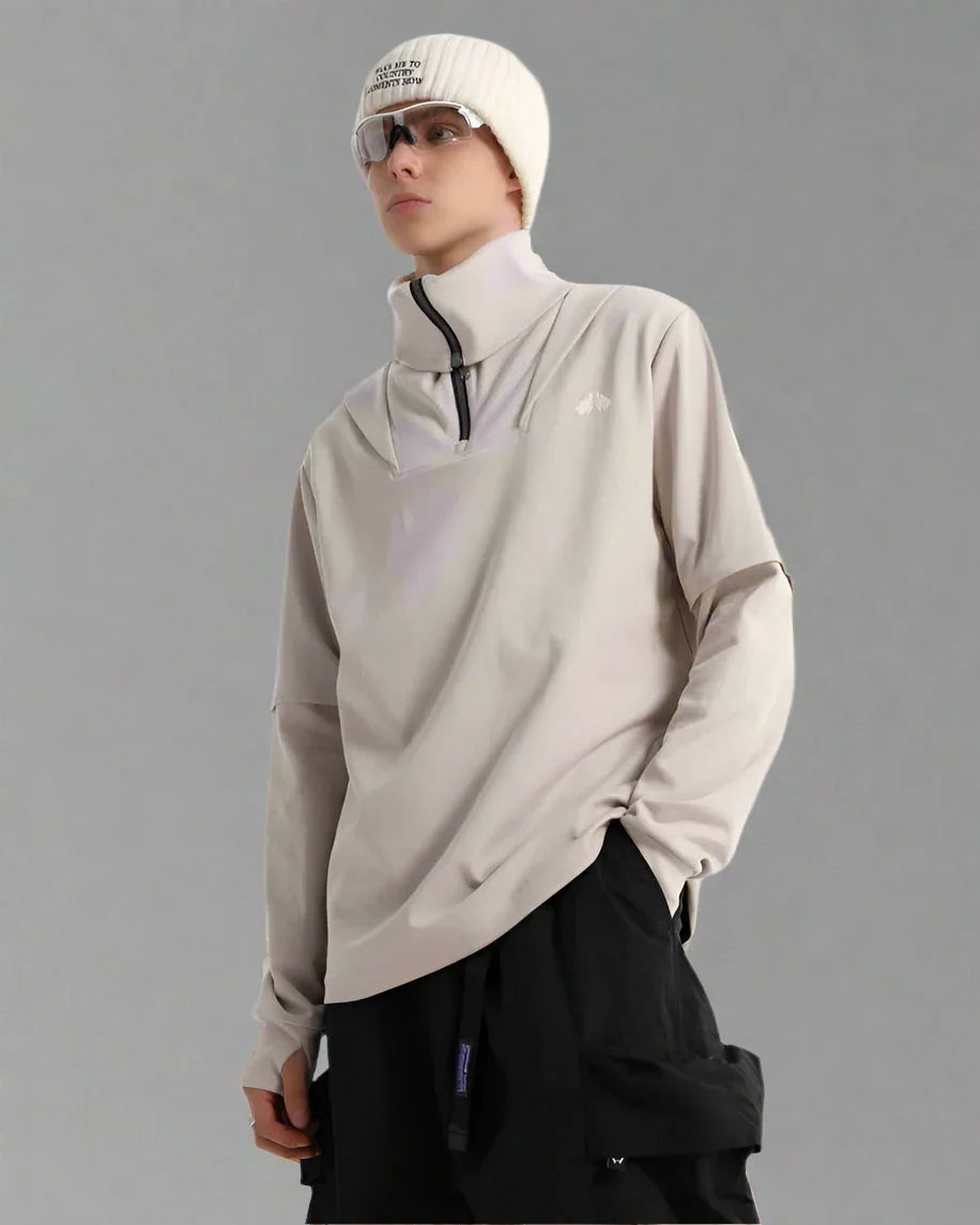 All-Weather High Neck Hoodie -  multi-functional hoodie - All-Weather High Neck Hoodie for Outdoor Activities