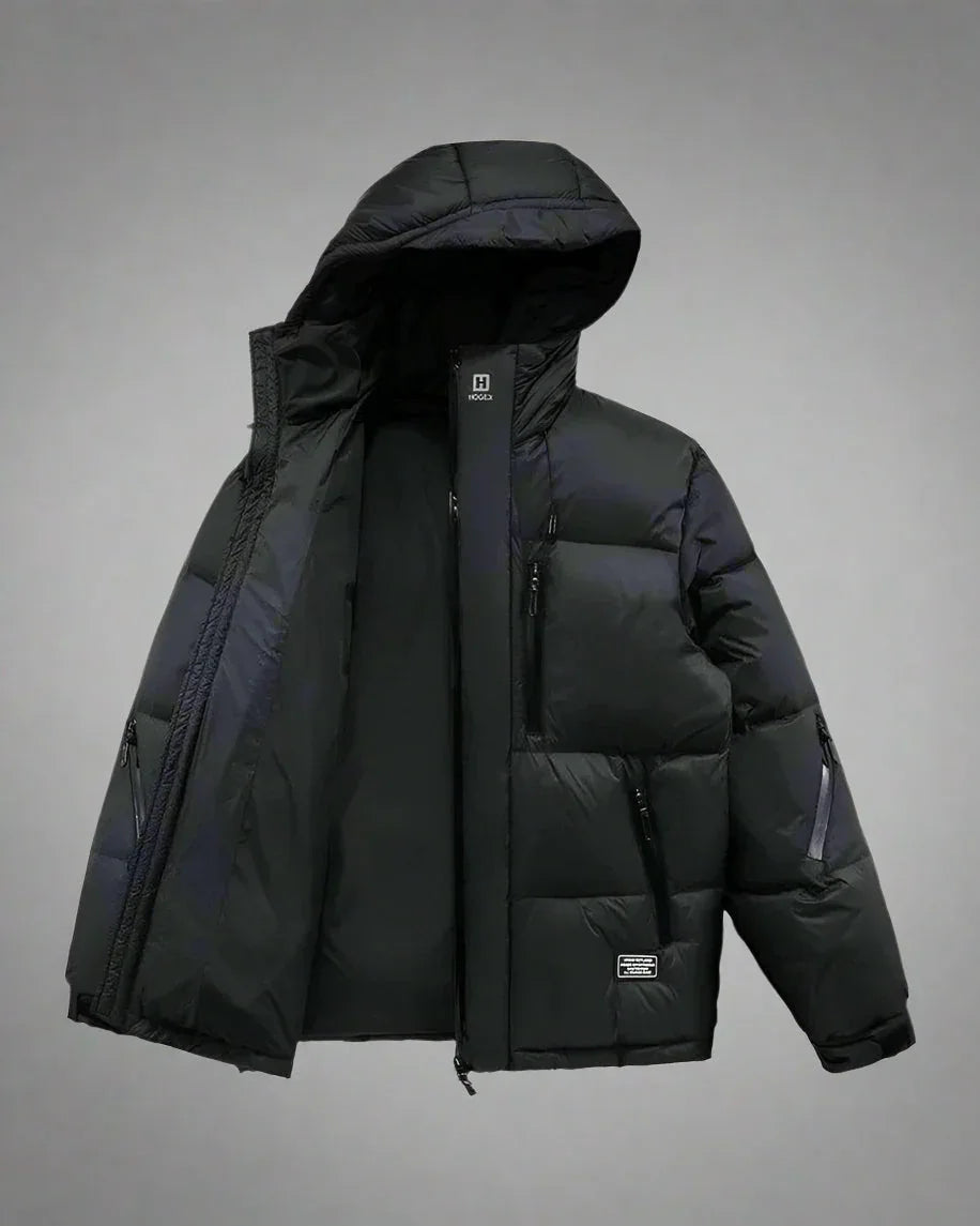 All-Weather Tech Winter Jacket -  black jacket - Tech-Inspired Winter Jacket for Urban Living