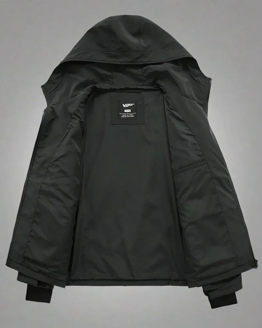All-Weather Utility Tech Jacket -  black jacket - Practical All-Weather Utility Tech Jacket