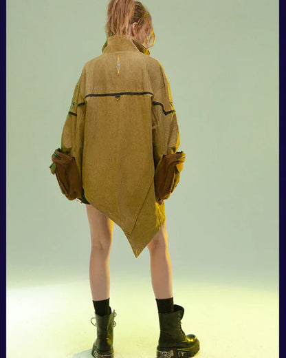 Asymmetrical Sandstone Futuristic Jacket -  futuristic fashion