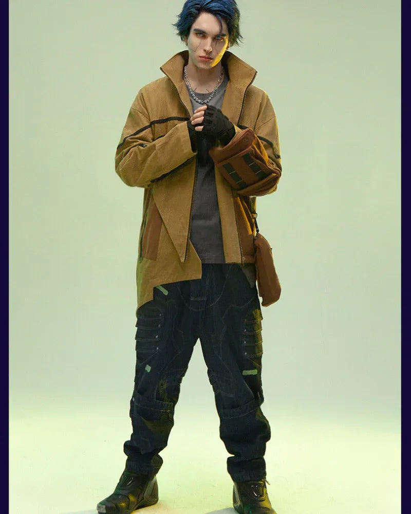Asymmetrical Sandstone Futuristic Jacket -  futuristic jacket