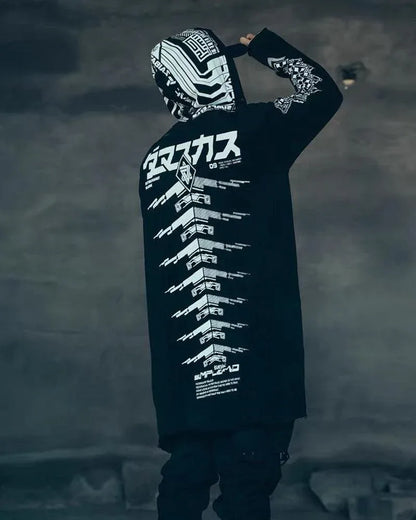 Avant-Garde Dark Long Coat -  streetwear - Futuristic Dark Long Coat for Modern Style