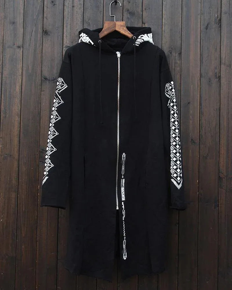 Avant-Garde Dark Long Coat - techwear streetwear blend - Futuristic Dark Long Coat for Modern Style
