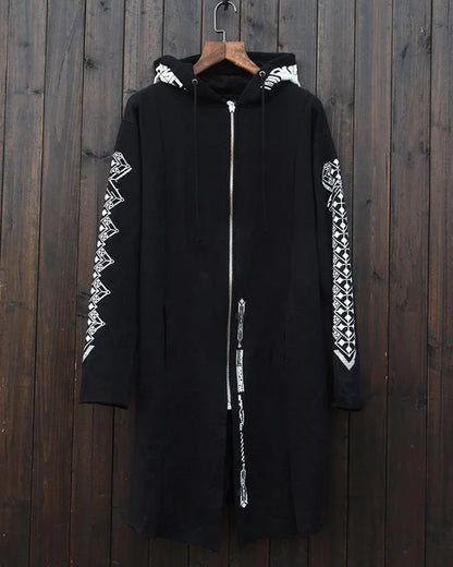 Avant-Garde Dark Long Coat - techwear streetwear blend - Futuristic Dark Long Coat for Modern Style