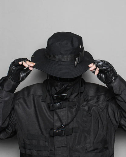 Avant-Garde Drawstring Bucket Hat -  stylish urban hat - Sleek Drawstring Bucket Hat for Urban Styles