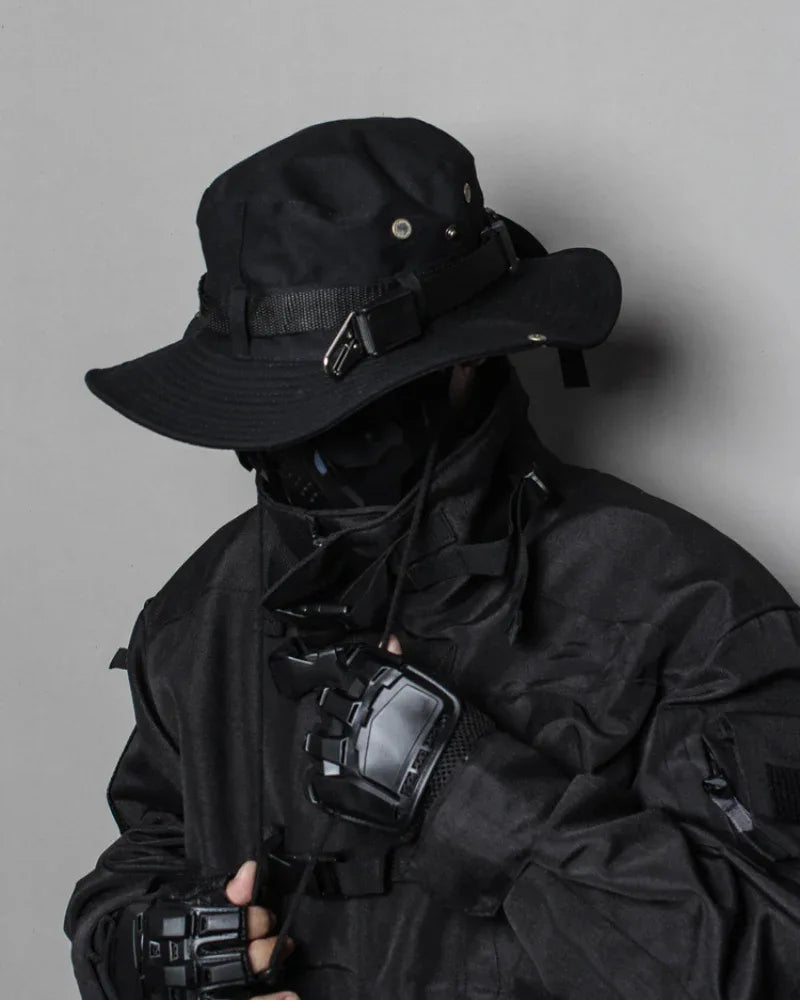 Avant-Garde Drawstring Bucket Hat - techwear-core - Sleek Drawstring Bucket Hat for Urban Styles