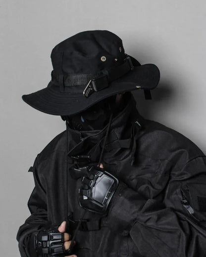 Avant-Garde Drawstring Bucket Hat - techwear-core - Sleek Drawstring Bucket Hat for Urban Styles