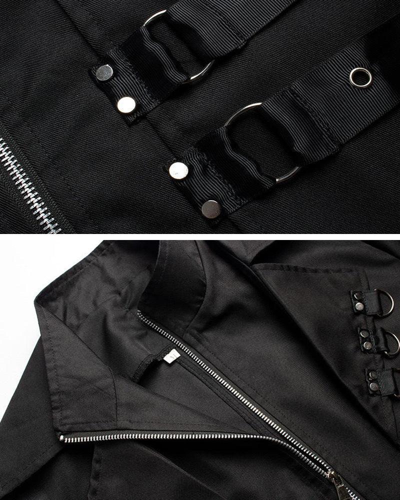 Avant-Garde Long Techwear Coat -  gothic style jacket - Sleek Gothic Long Techwear Coat for All Occasions