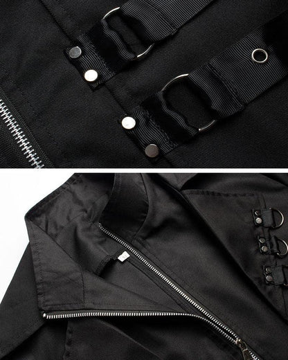 Avant-Garde Long Techwear Coat -  gothic style jacket - Sleek Gothic Long Techwear Coat for All Occasions