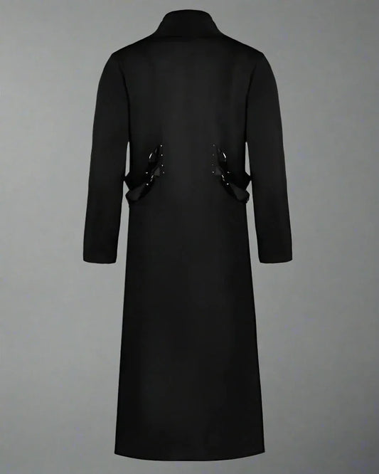 Avant-Garde Long Techwear Coat - techwear trench coat - Sleek Gothic Long Techwear Coat for All Occasions