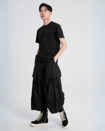 Avant-Garde Pleated Hakama Pants -  black pants - Avant-Garde Pleated Hakama Pants for Modern Style