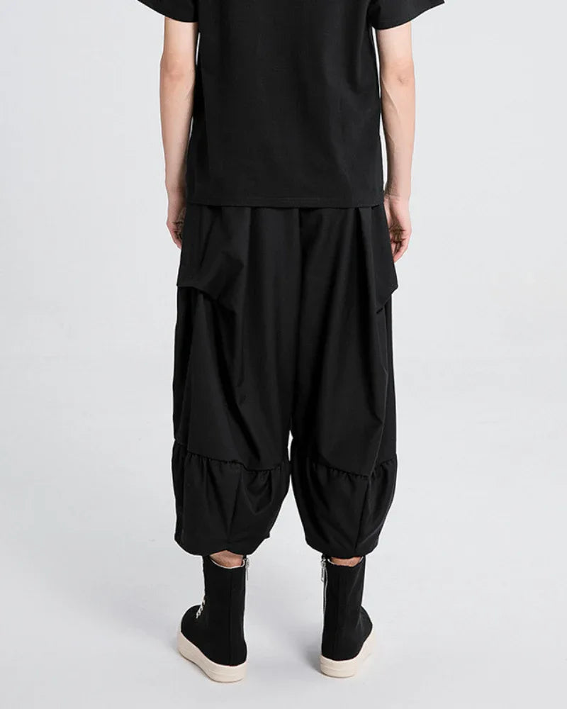 Avant-Garde Pleated Hakama Pants - techwear-core - Avant-Garde Pleated Hakama Pants for Modern Style