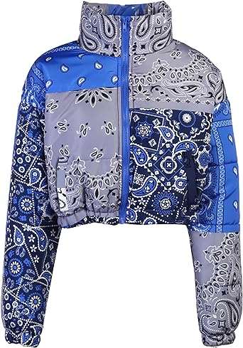 Bandana Puffer Jacket -  women's winter jacket - Stylish Bandana Puffer Jacket for Women