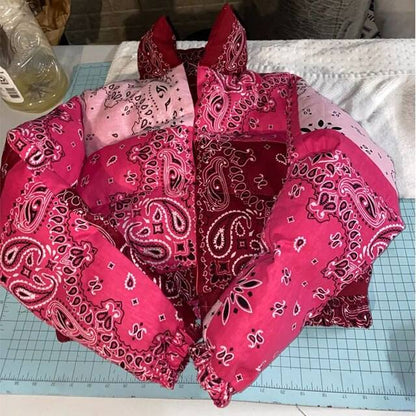 Bandana Puffer Jacket - y2k-core - Stylish Bandana Puffer Jacket for Women
