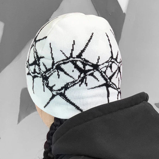 Barbed Wire Beanie - barbed wire - Barbed Wire Beanie for Y2K Street Style