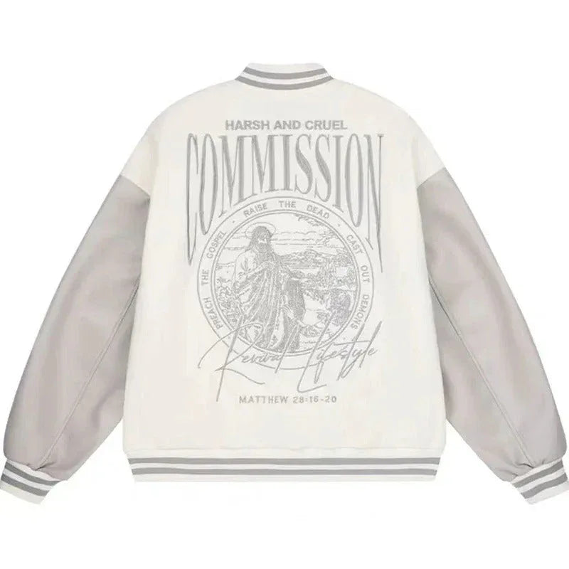 Beige Varsity Jacket -  stylish outfits - Beige Varsity Jacket for Stylish Y2K Streetwear