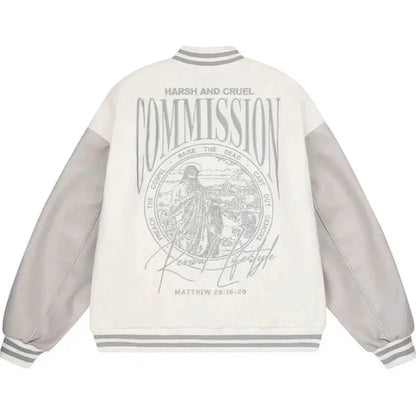 Beige Varsity Jacket -  stylish outfits - Beige Varsity Jacket for Stylish Y2K Streetwear