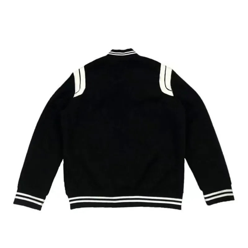 Black and White Varsity Jacket -  nostalgic fashion - Classic Black and White Varsity Jacket