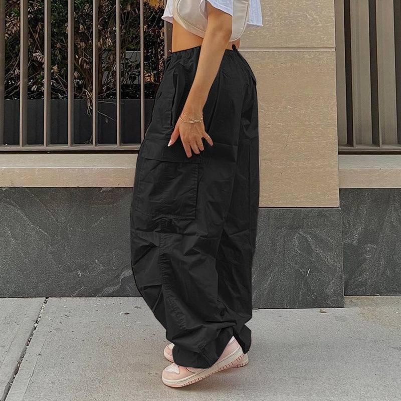 Black cargo parachute - stylish pants - Trendy Black Cargo Parachute Pants for All